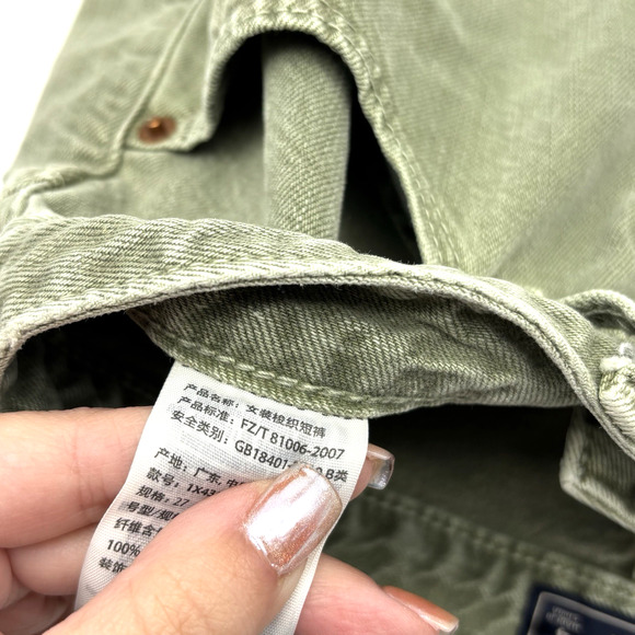 2007 Y2K Abercrombie Annie High Rise Green Denim Cut-off Mom Shorts 4/27 27x2.5" - Picture 3 of 12
